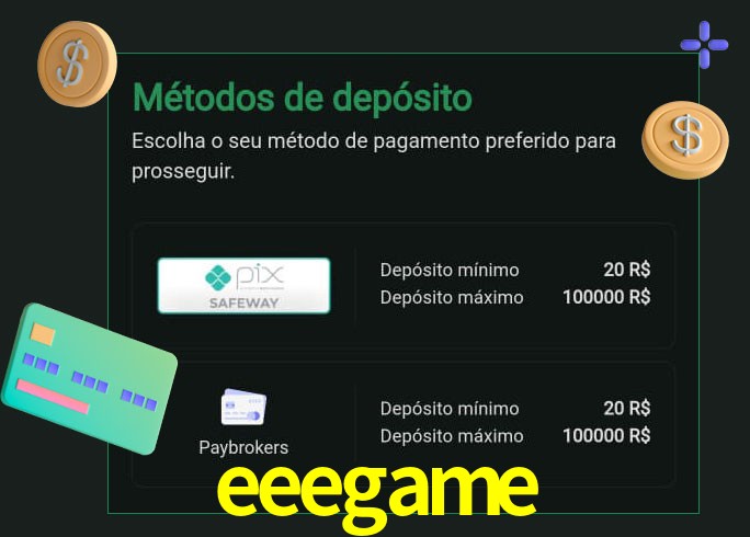 O cassino eeegame oferece uma grande variedade de métodos de pagamento